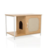 Maison pour chat KITTYHOME 1 aspect hêtre avec structure métallique blanche et espace de repos intégré de hjh LIVING