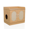 Maison pour chat KITTYHOME 2 en bois de hêtre clair avec deux portes et des ouvertures rondes de hjh LIVING