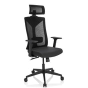 Siège de bureau de qualité professionnelle KODIAK en noir avec dossier en maille, appuie-tête et accoudoirs de hjh OFFICE