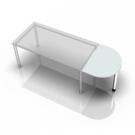 Bureau gris KONTOR KA 60 avec un plateau arrondi et des pieds argentés de hjh OFFICE PRO