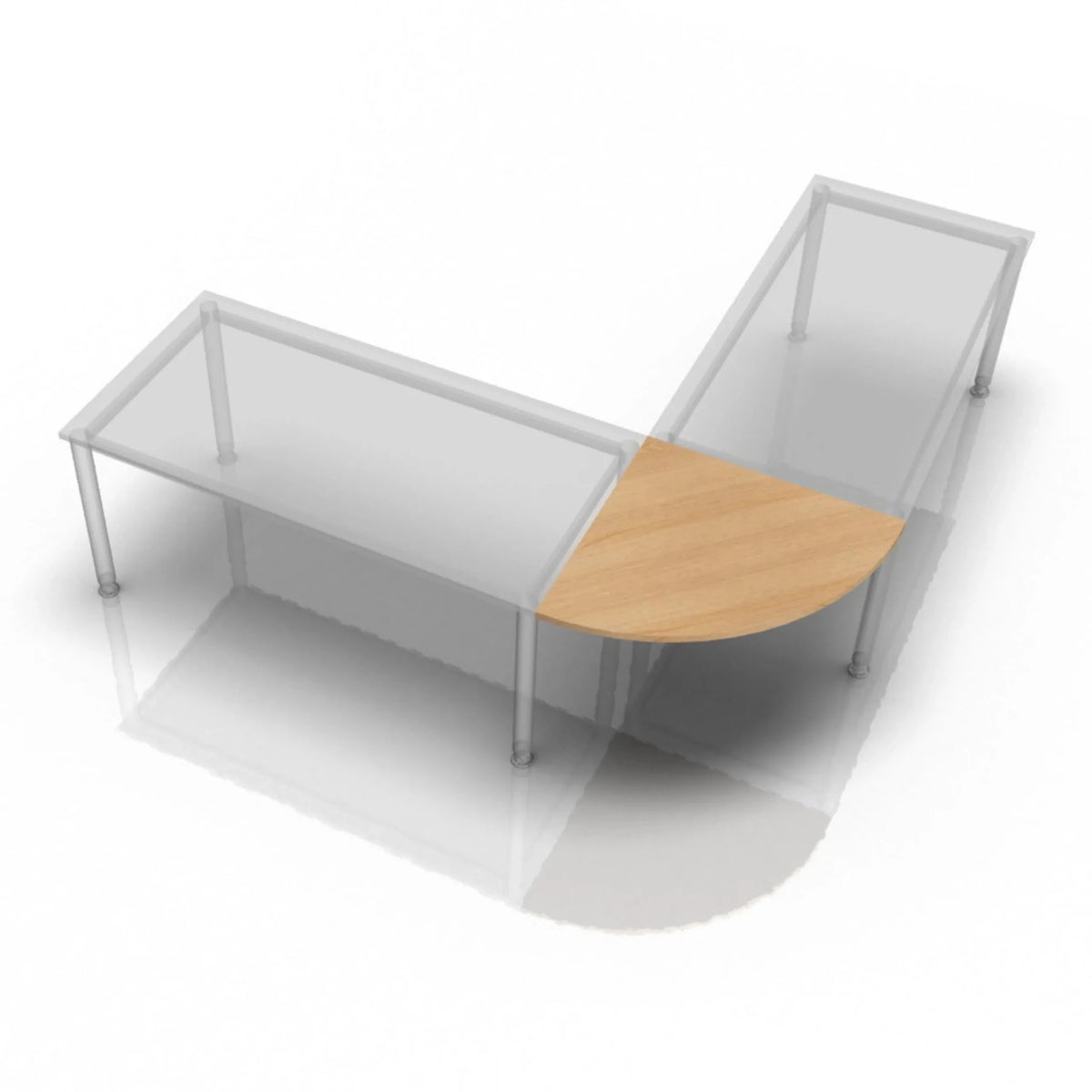 Bureau d'angle KONTOR KP 91 avec un plateau en chêne clair et des pieds argentés de hjh OFFICE PRO