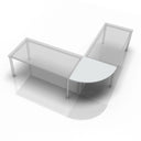 Bureau gris en L KONTOR KP 91 avec un angle arrondi de hjh OFFICE PRO