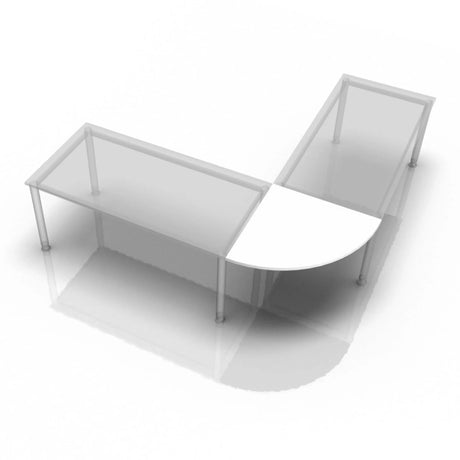 Bureau d'angle blanc KONTOR KP 91 avec un coin arrondi et des pieds en métal de hjh OFFICE PRO