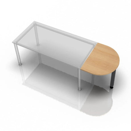 Table d'appoint LA60 G / LA80 G / LA160 G avec plateau semi-circulaire effet chêne et pieds argentés de hjh OFFICE PRO