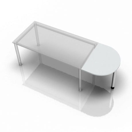 Table d'appoint grise LA60 / LA80 / LA160 avec un plateau semi-circulaire et quatre pieds de hjh OFFICE PRO
