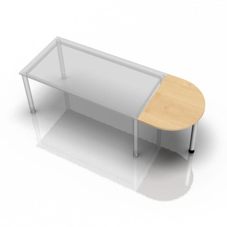 Table d'appoint LA60 / LA80 / LA160 effet érable avec plateau demi-lune et pieds argentés de hjh OFFICE PRO