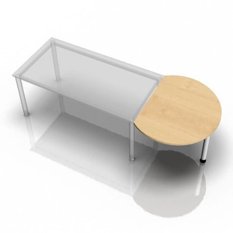 Table d'appoint LA60 W / LA80 W / LA160 W aspect érable avec plateau semi-circulaire et piètement blanc de hjh OFFICE PRO