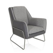 Fauteuil rembourré LAGUN gris clair avec des accents gris foncé et une structure en métal gris de hjh OFFICE