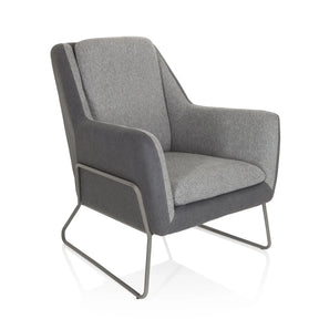 Fauteuil rembourré LAGUN gris clair avec des accents gris foncé et une structure en métal gris de hjh OFFICE