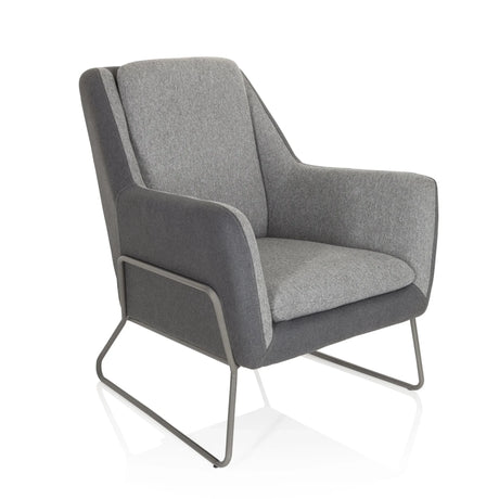 Fauteuil rembourré LAGUN gris clair avec des accents gris foncé et une structure en métal gris de hjh OFFICE