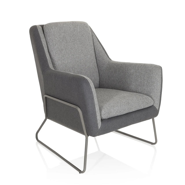 Fauteuil rembourré LAGUN gris clair avec des accents gris foncé et une structure en métal gris de hjh OFFICE