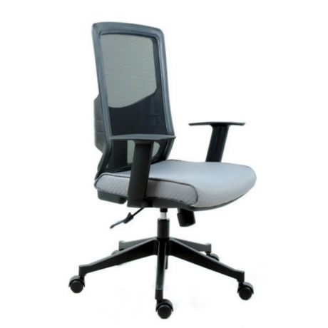 Siège de bureau de qualité professionnelle LAVITA en noir et gris avec dossier en maille et accoudoirs de hjh OFFICE