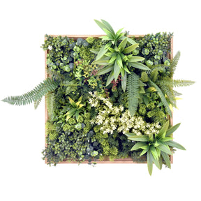 Tapis végétal vert LEAFLUXE WALL 1 avec diverses feuilles artificielles et fougères de hjh LIVING