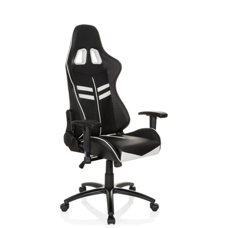 Fauteuil Gamer LEAGUE PRO en noir et blanc avec appui-tête et accoudoirs intégrés de hjh OFFICE