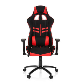 Fauteuil Gamer LEAGUE PRO I en noir et rouge avec coussins de nuque et lombaire de hjh OFFICE