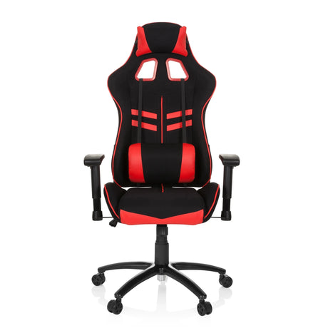 Fauteuil Gamer LEAGUE PRO I en noir et rouge avec coussins de nuque et lombaire de hjh OFFICE