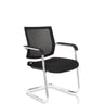 Chaises cantilever LEVIA V noires avec dossier en maille et structure chromée de hjh OFFICE
