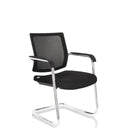 Chaises cantilever LEVIA V noires avec dossier en maille et structure chromée de hjh OFFICE
