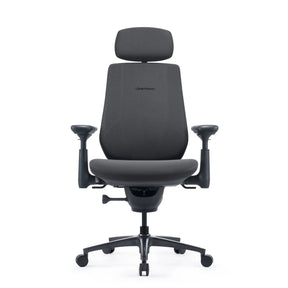 Chaise de bureau LiberNovo Maxis Airflow en graphite avec appui-tête, accoudoirs et cinq roulettes de Libernovo