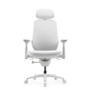 Chaise de bureau LiberNovo Maxis Elektric en blanc avec appui-tête, accoudoirs et cinq roulettes de Libernovo