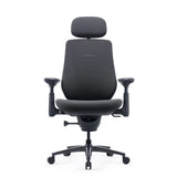 Chaise de bureau LiberNovo Maxis Manual en graphite avec appuie-tête, accoudoirs et cinq roulettes de Libernovo