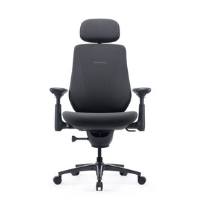Chaise de bureau LiberNovo Maxis Manual en graphite avec appuie-tête, accoudoirs et cinq roulettes de Libernovo
