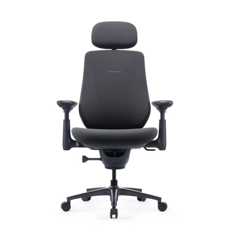 Chaise de bureau LiberNovo Maxis Manual en graphite avec appuie-tête, accoudoirs et cinq roulettes de Libernovo