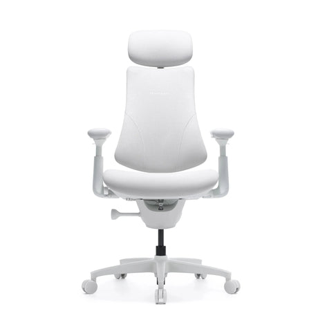 Siège de bureau haut de gamme LiberNovo Omni Gen de couleur blanche avec appuie-tête et accoudoirs réglables de Libernovo