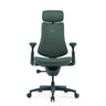 Siège de bureau haut de gamme LiberNovo Omni avec revêtement en tissu vert, appui-tête et accoudoirs de Libernovo