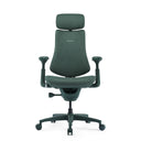 Siège de bureau haut de gamme LiberNovo Omni avec revêtement en tissu vert, appui-tête et accoudoirs de Libernovo