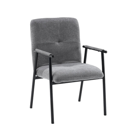 Fauteuil rembourré gris Lifea Flex avec structure en métal noir et accoudoirs de hjh LIVING