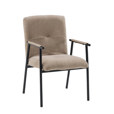 Fauteuil Lifea Flex avec revêtement en tissu marron et structure en métal noir de hjh LIVING