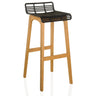 Tabouret de bar LONSO W avec coque d'assise en plastique noir et structure en bois de chêne de hjh OFFICE
