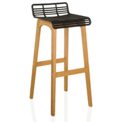 Tabouret de bar LONSO W avec coque d'assise en plastique noir et structure en bois de chêne de hjh OFFICE