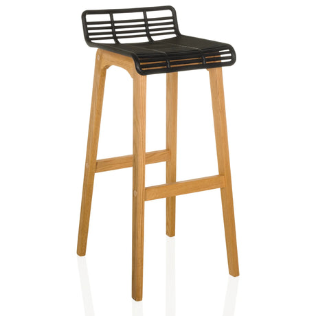 Tabouret de bar LONSO W avec coque d'assise en plastique noir et structure en bois de chêne de hjh OFFICE