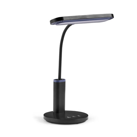 Lampe de bureau noire Lumanova D4 avec col de cygne flexible et tête plate de hjh OFFICE