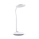 Lampe de bureau blanche Lumanova D5 avec abat-jour rond et pied courbé de hjh OFFICE