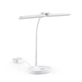 Lampe de bureau blanche Lumanova D6 avec col flexible et pied rond de hjh OFFICE