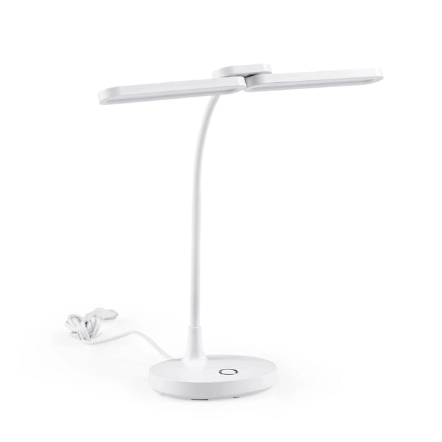Lampe de bureau blanche Lumanova D6 avec col flexible et pied rond de hjh OFFICE