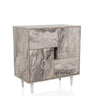 Commode LYKKJA aspect marbre blanc avec quatre tiroirs asymétriques de hjh LIVING