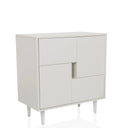Commode blanche LYKKJA avec quatre rabats frontaux décalés et pieds coniques de hjh LIVING