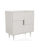 Commode blanche LYKKJA avec quatre rabats frontaux décalés et pieds coniques de hjh LIVING