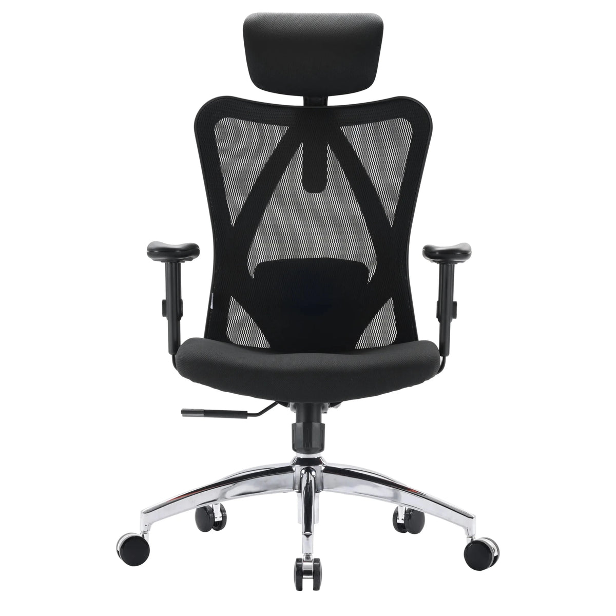 Siège de bureau de qualité professionnelle M18-M148 en noir avec dossier en maille et étoile chromée de Sihoo