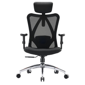 Siège de bureau de qualité professionnelle M18-M148 en noir avec dossier en maille et étoile chromée de Sihoo