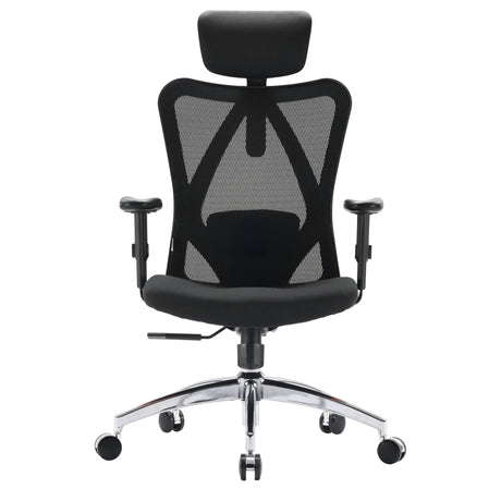 Siège de bureau de qualité professionnelle M18-M148 en noir avec dossier en maille et étoile chromée de Sihoo
