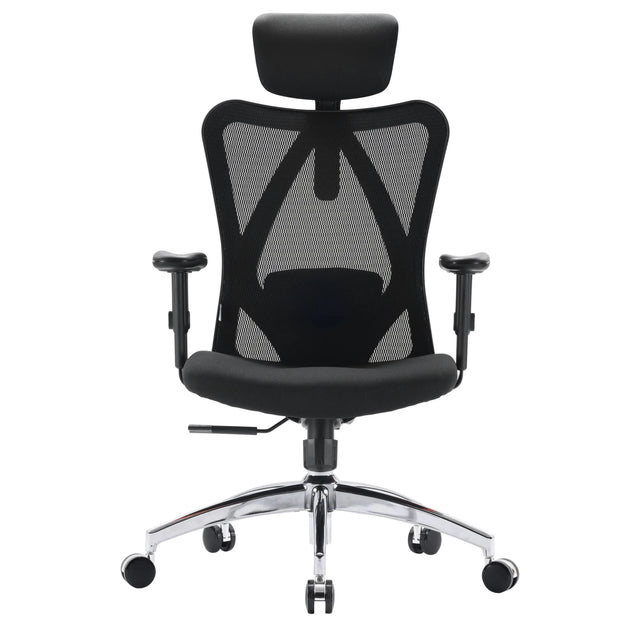 Siège de bureau de qualité professionnelle M18-M148 en noir avec dossier en maille et étoile chromée de Sihoo