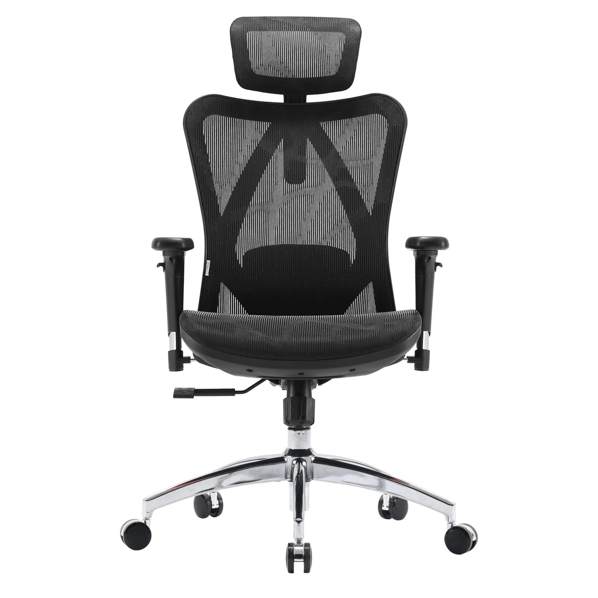 Siège de bureau de qualité professionnelle M57-M015 avec revêtement en maille noire, appui-tête et pied chromé de Sihoo