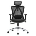 Siège de bureau de qualité professionnelle M57-M015 avec revêtement en maille noire, appui-tête et pied chromé de Sihoo