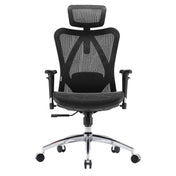 Siège de bureau de qualité professionnelle M57-M015 avec revêtement en maille noire, appui-tête et pied chromé de Sihoo