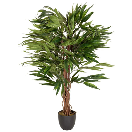 Plante artificielle verte MANGO aux feuilles denses dans un pot noir de hjh OFFICE